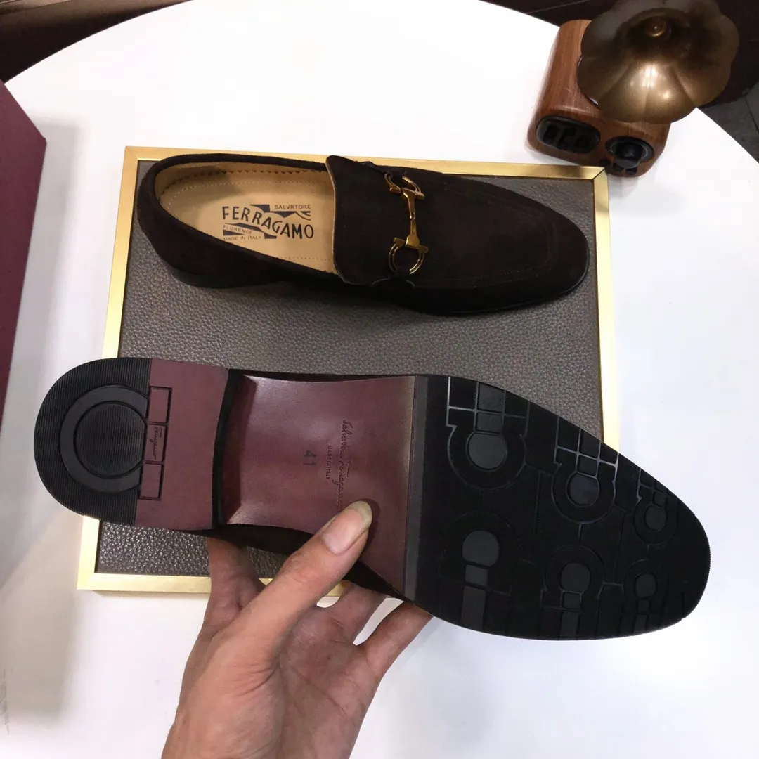 Men's shoes 💰500💰 [Ferragamo/Ferragamo] The latest model in the counter. Original imported high-quality cowhide with open sides + imported 🐂 water-dyed cowhide lining + original luxury metal buckle + original combination outsole. Comparison without pressure 38--45 (45 is custom-made and cannot be returned or exchanged)